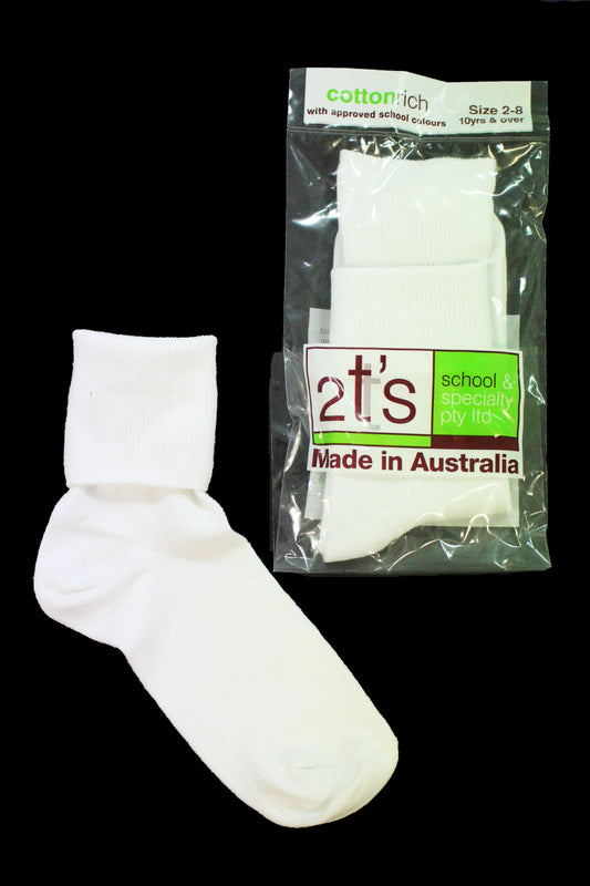 Socks - White Formal Turnover top socks